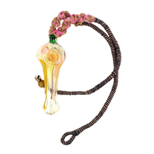 Stylish 2.5-inch wearable glass mini hand pipe smoking device fashion piece attached as pendant hemp necklace