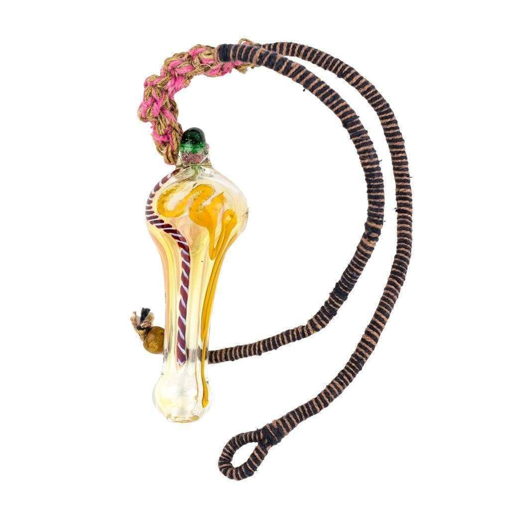 Stylish 2.5-inch wearable glass mini hand pipe smoking device fashion piece attached as pendant hemp necklace