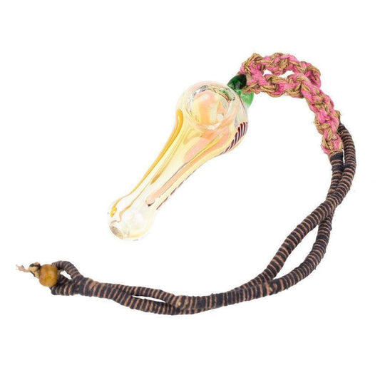 Stylish 2.5-inch wearable glass mini hand pipe smoking device fashion piece attached as pendant hemp necklace