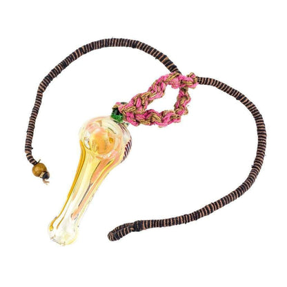 Stylish 2.5-inch wearable glass mini hand pipe smoking device fashion piece attached as pendant hemp necklace