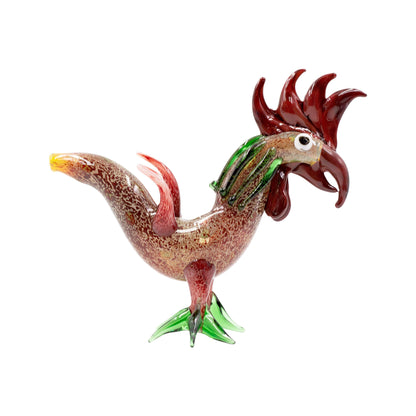 6-inch glass 3-footed pipe smoking device with a hilarious cock-a-doodle-doo rooster shape and design