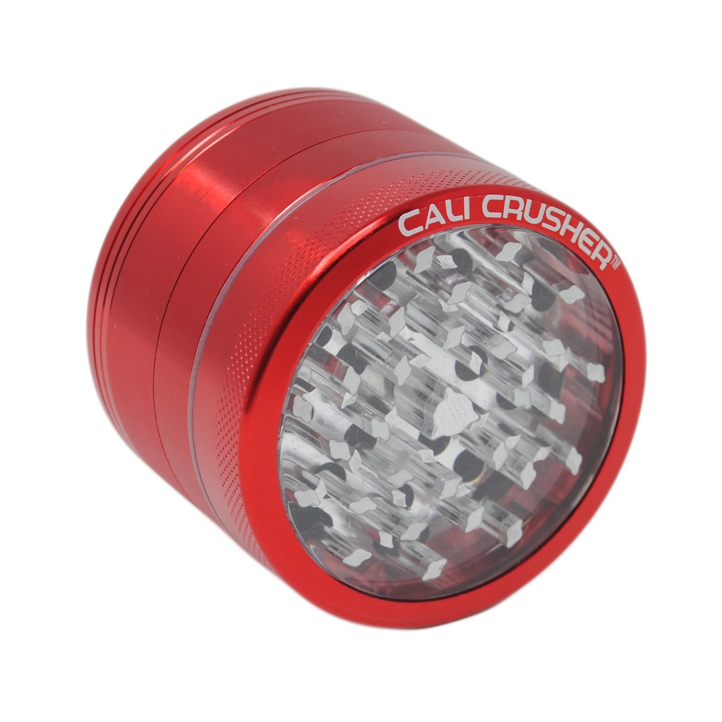 Cali Crusher Clear Top 4 Piece Herb Grinder - 62mm Red