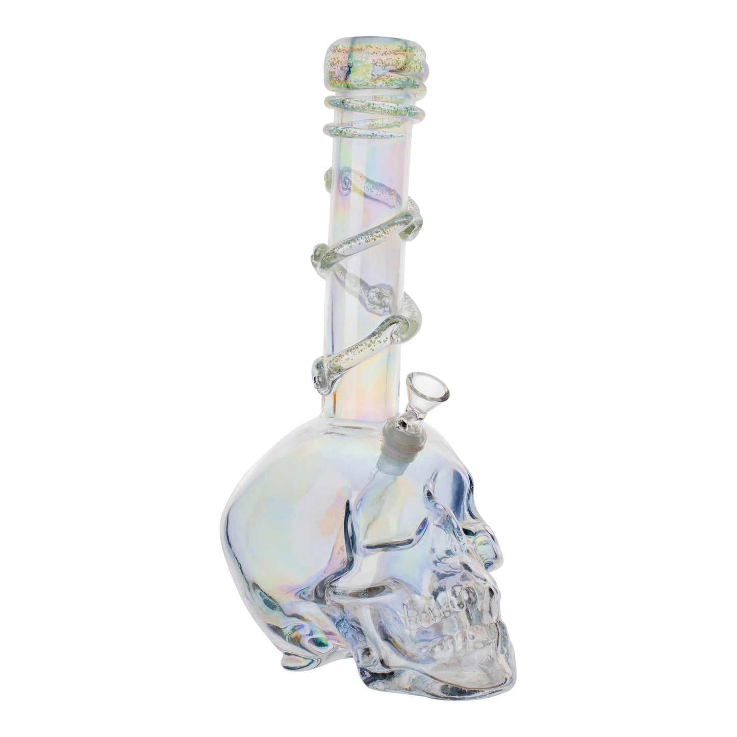 Large Dappled Skull Bong - 14in Crystal