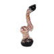7-inch glass bubbler smoking device curved mouthpiece hammer style chamber swirl candy style Licorice-inspired design