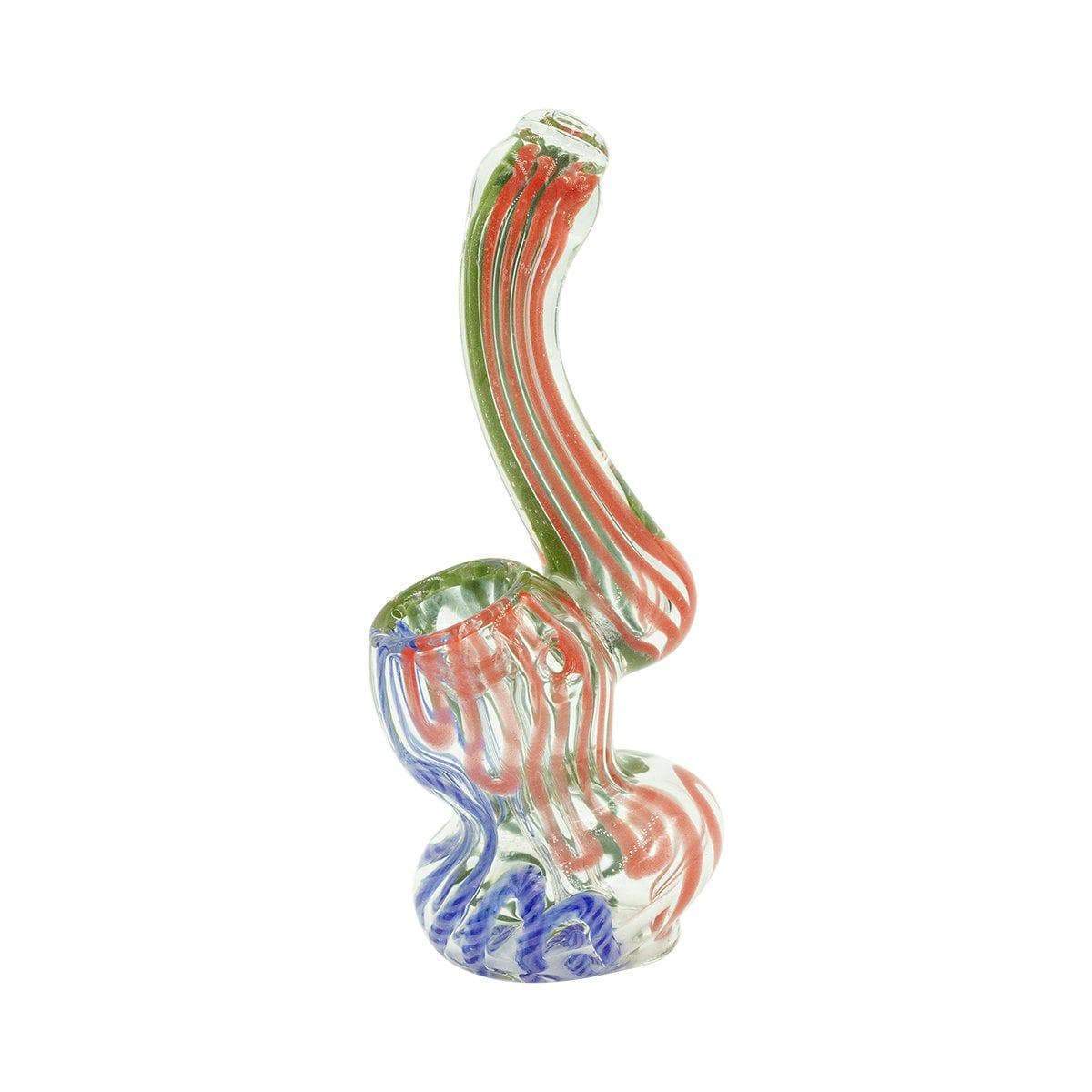 4-inch mini glass bubbler smoking device with twisting design genie-in-a-bottle shape in fun clean swirling colors