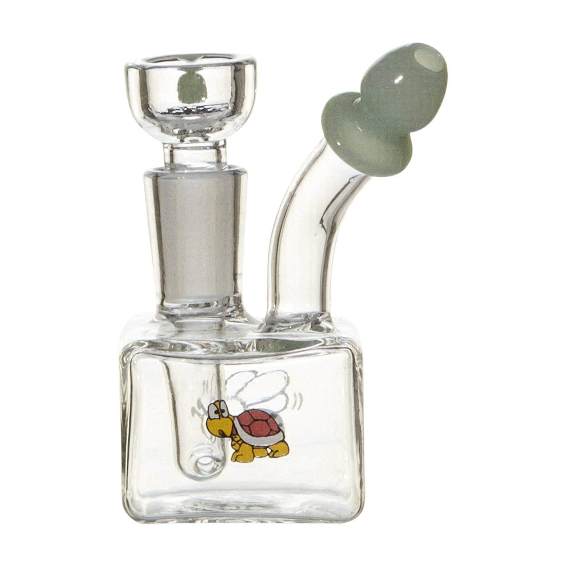 3.5-inch glass bong mini smoke box smoking device unique shape square shape base with cartoon symbols