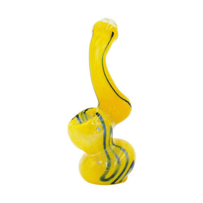 Mini Swirl Glass Bubbler - 4in Yellow and Black