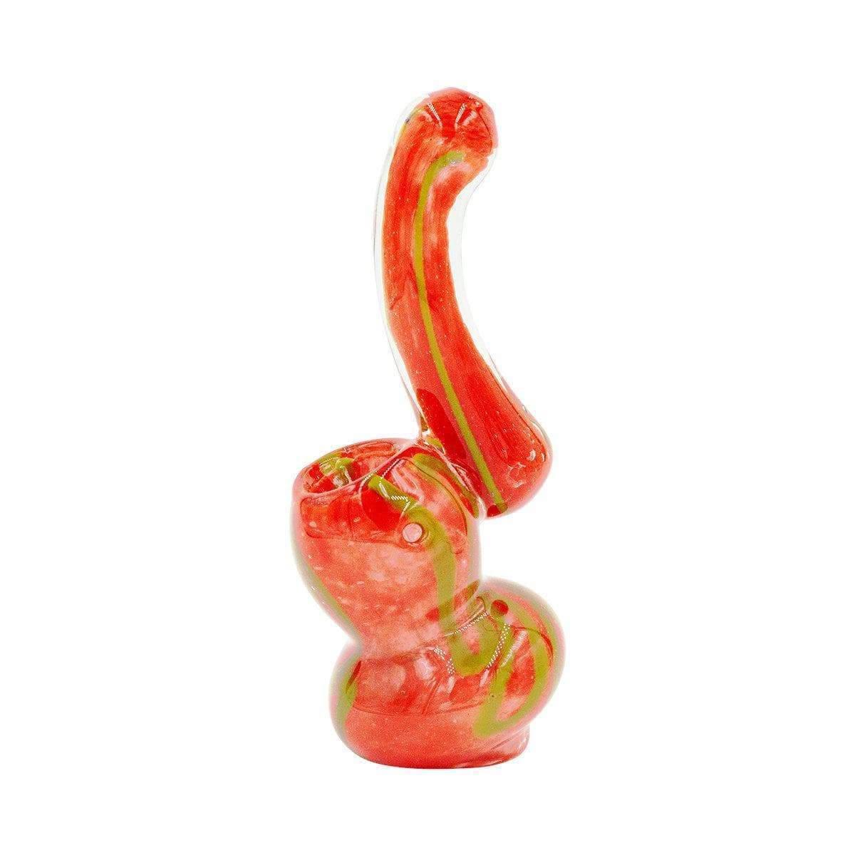 Mini Swirl Glass Bubbler - 4in Red and Green