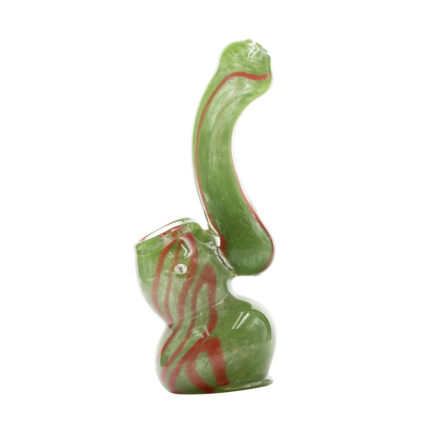 Mini Swirl Glass Bubbler - 4in Green and Red