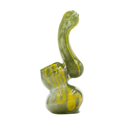 Mini Swirl Glass Bubbler - 4in Green and Yellow