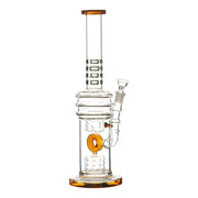 Amber 15-inch glass bong smoking device donut downstem colorful accents sleek and classic look sturdy base