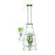 11-inch glass beaker bong smoking device with leaves tropical fruit, parrot bird centerpiece lab shape tropical paradise look