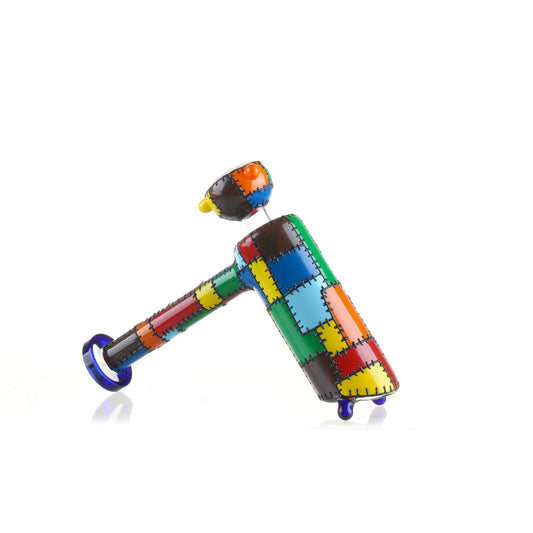 Patched Quilt Layback Bubbler - 8in