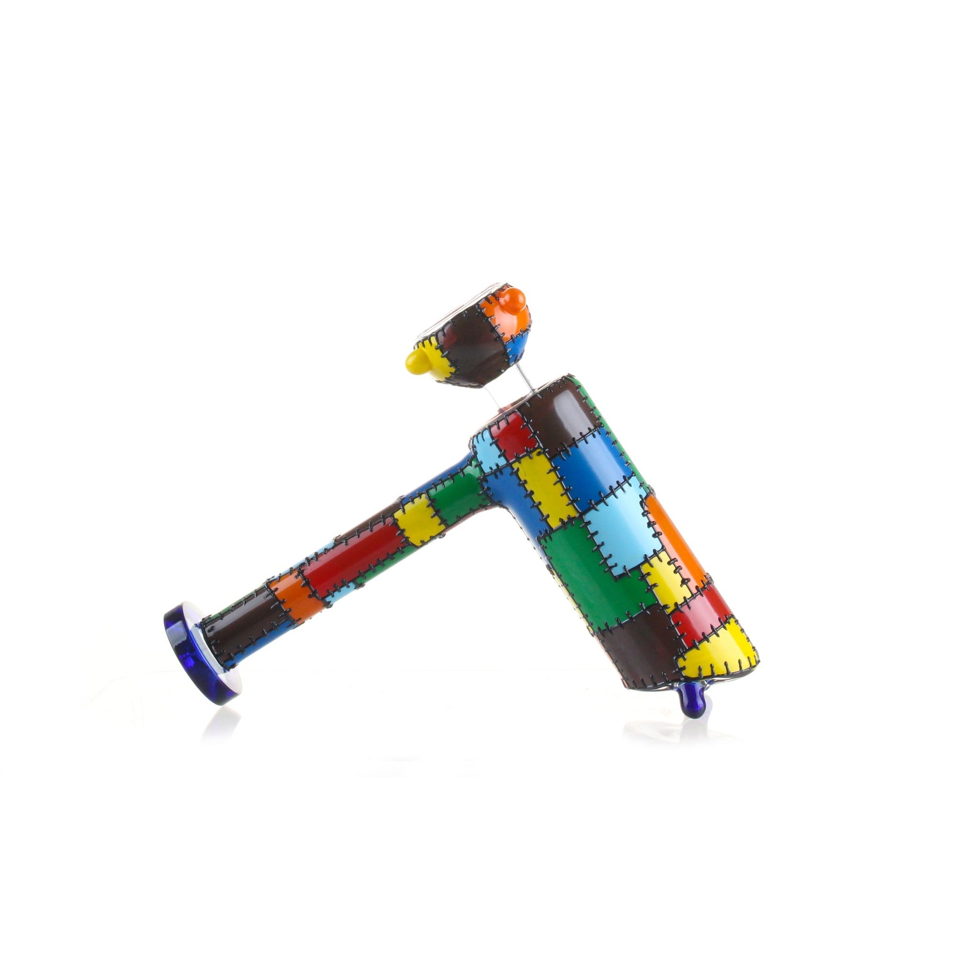 Patched Quilt Layback Bubbler - 8in