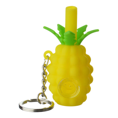 Pineapple Keychain Silicone Pipe - 3in Yellow