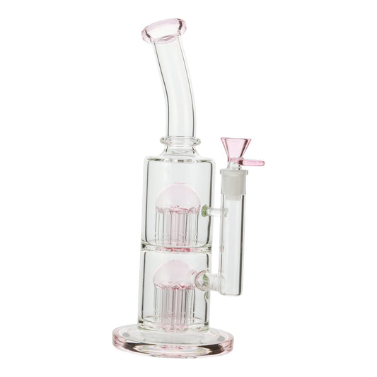 Pink Colored Double Barrel Bong - 12in