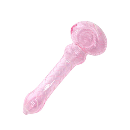 pink glass spoon pipe in cute swirling colors