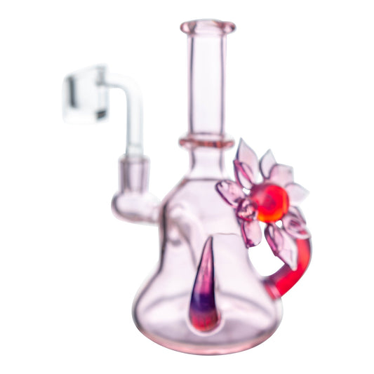 Pink Flower Chariot Bong by Della Luna Glass