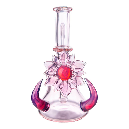 Pink Flower Chariot Bong by Della Luna Glass