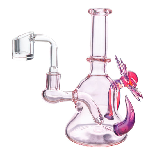 Pink Flower Chariot Bong by Della Luna Glass