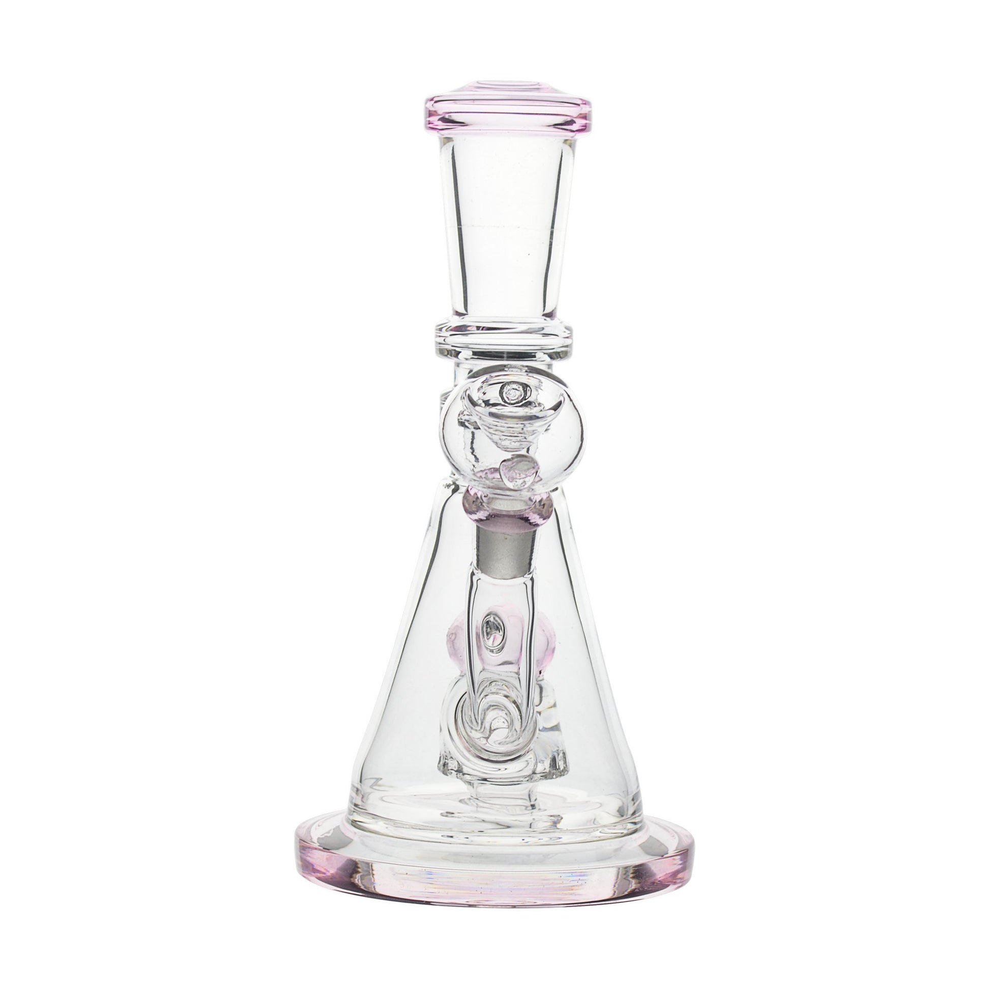 11-inch pink-tinged glass bong percolated beaker smoking device splashguards pink orb crystal jellyfish look