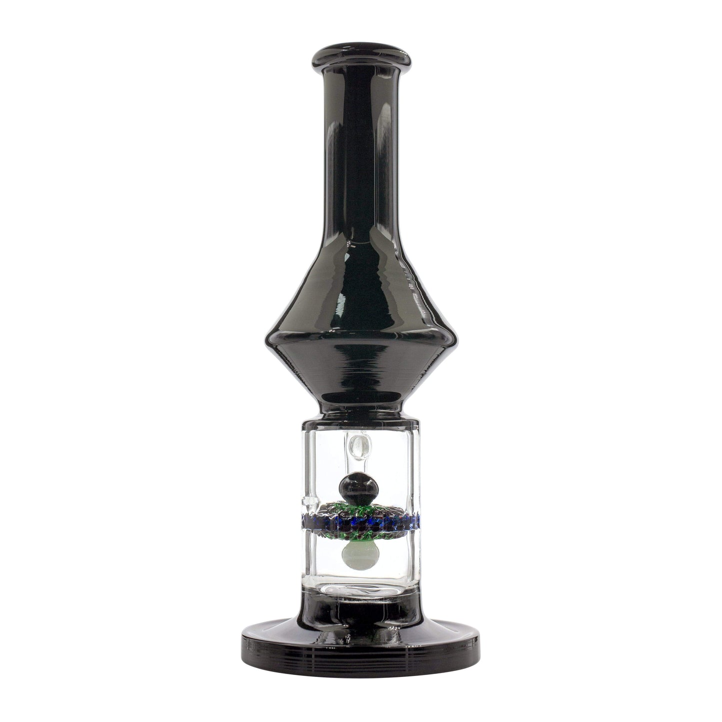 10-inch glass bong smoking device sophisticated look with black diamond orb quantum scientific design