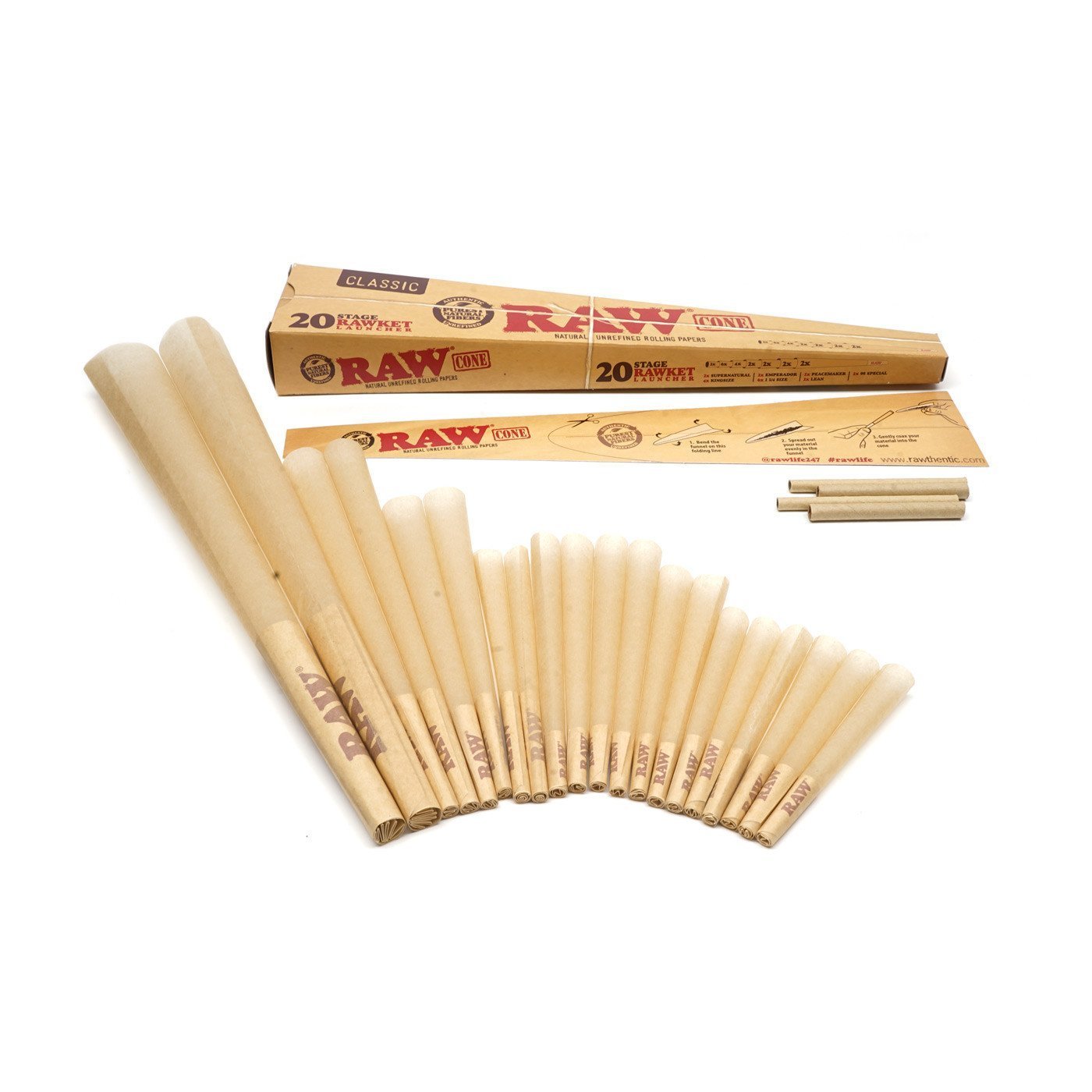 Raw Pre Rooler Raw Classic Pre-Roll Cone - Rawket Launcher - Everything 420