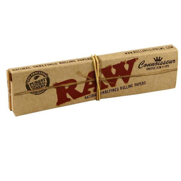 rolled tobacco treat for connoisseurs. Raw Connoisseur Rolling Papers With Tips - 2 Pack