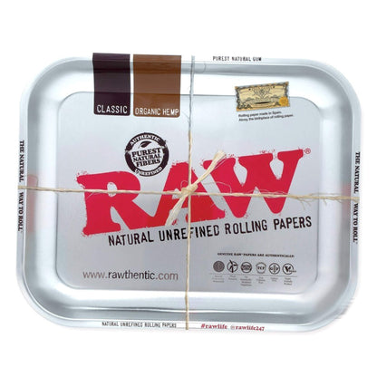 RAW Large Metal Rolling Tray - 13in Silver