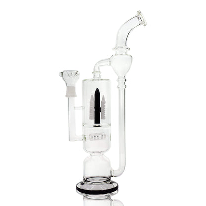 15-inch glass percolated bong extrernal recycler smoking device unique inline percs rocket ship inspired look and design