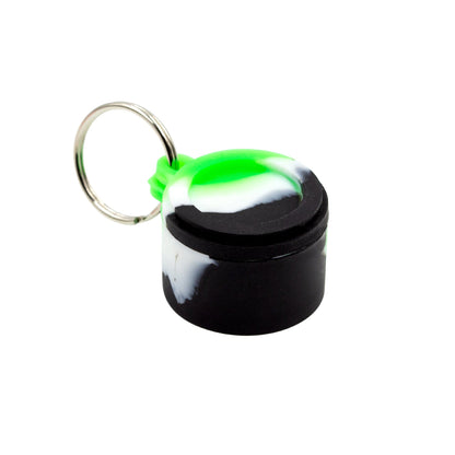 Round Silicone Keychain Wax Container Black and Green