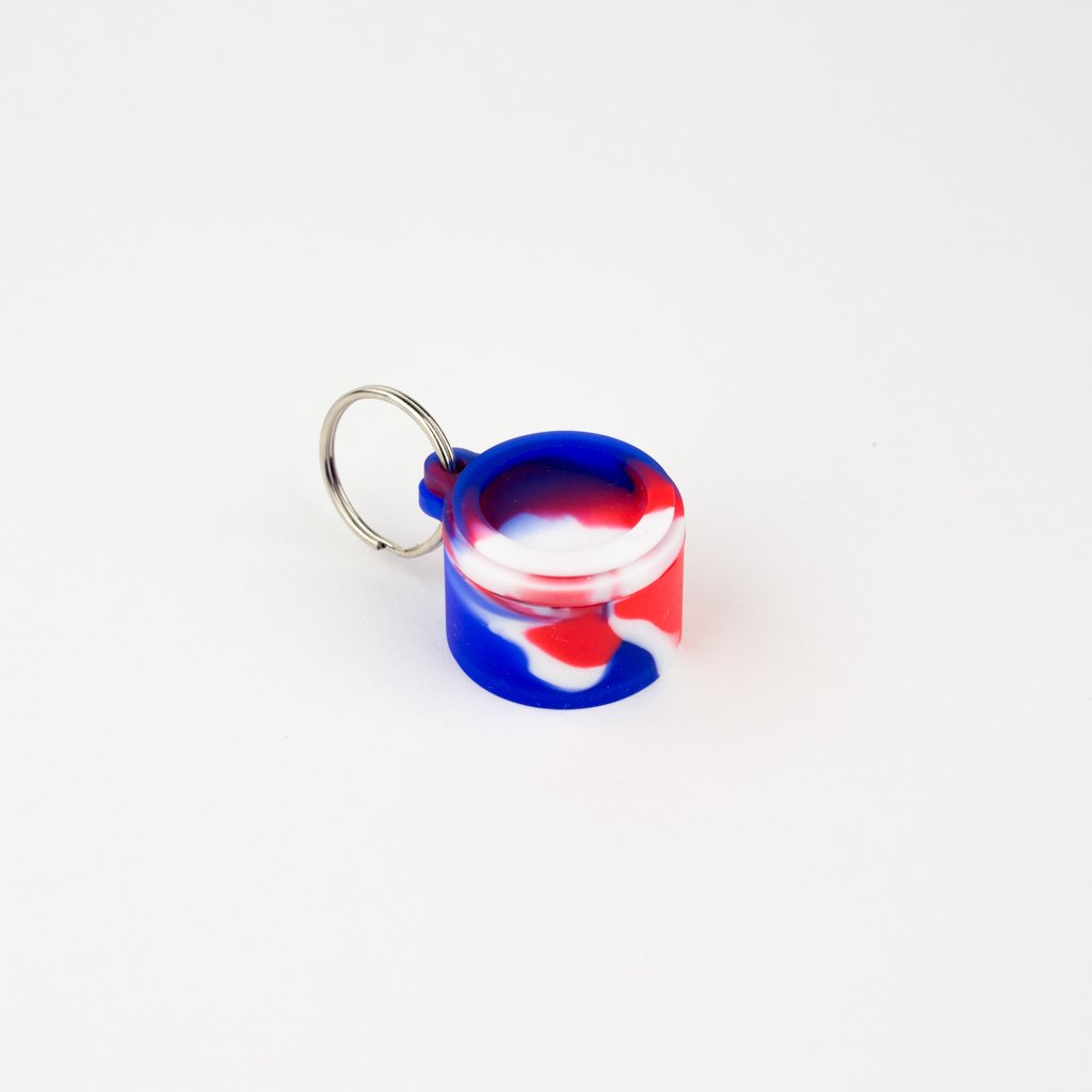 Round Silicone Keychain Wax Container Red and Blue