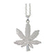Silver stylish party necklace fashion item fashion accessory in a weed pot design with a chain and weed leaf pendant