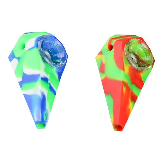 Silicone Diamond Hand Pipe - 4in