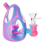 Silicone Dino Egg Mini Bong - 5in Pink/Blue