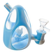 Silicone Dino Egg Mini Bong - 5in Blue/White