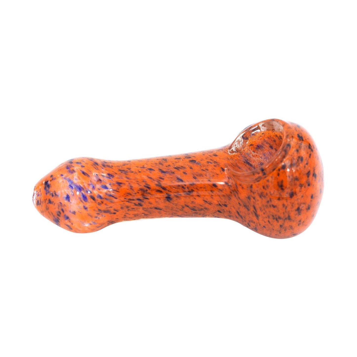Orange Stylish 4-inch compact glass pipe smoking device with speckled marble-like design spoon shape