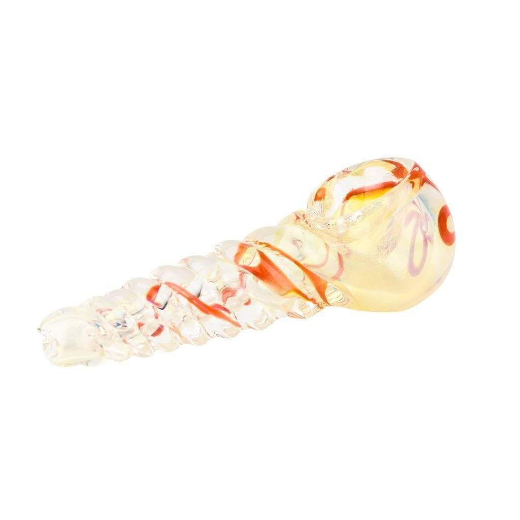 3-inch compact lightweight glass pipe smoking device with twisted stem spiral swirly design in screw and ice cream shape.