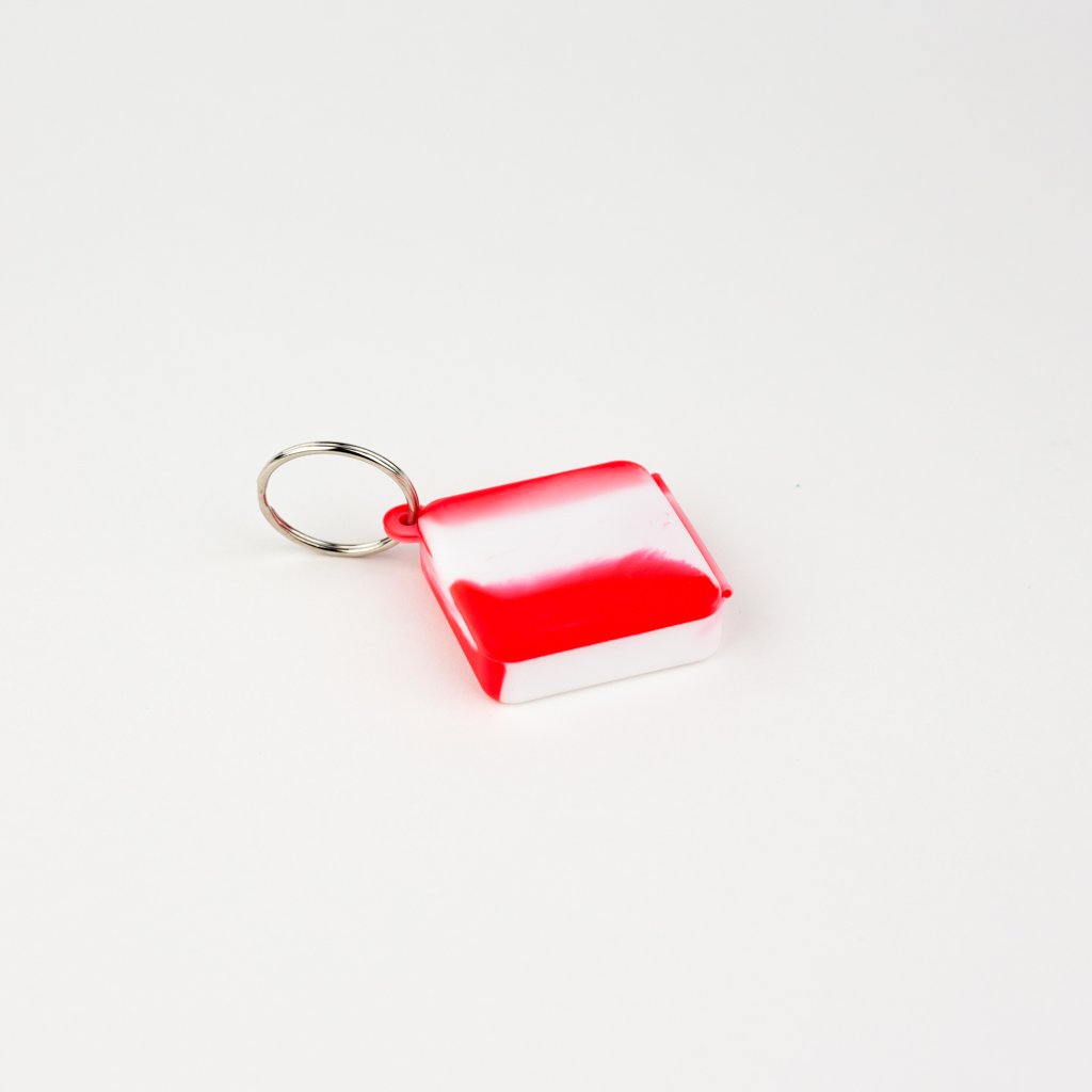 Square Silicone Keychain Wax Container Red and White