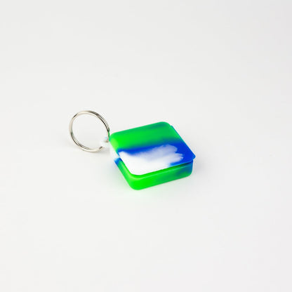 Square Silicone Keychain Wax Container Green and Blue
