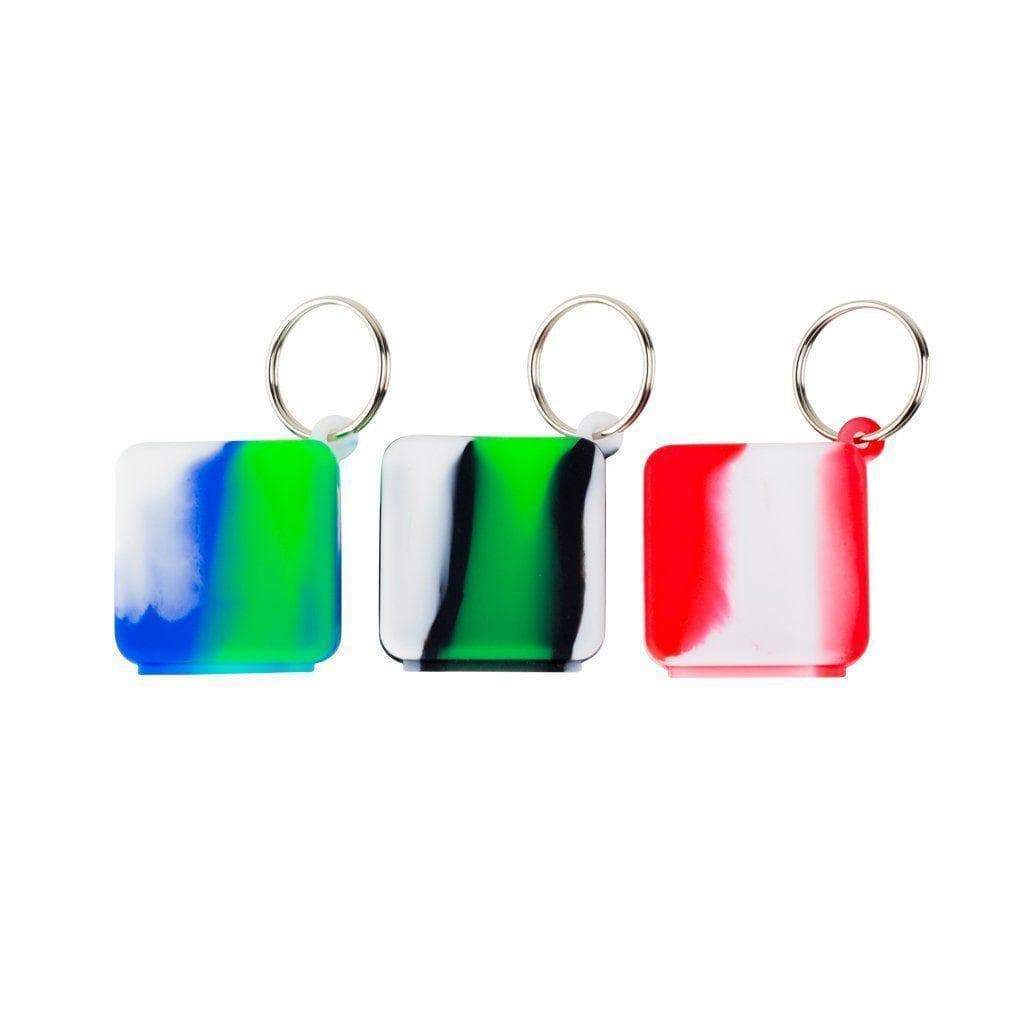 Small compact square silicone keychain wax container storage smoking accessory refreshing swirling colors with small keyring
