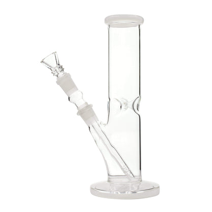White 8-inch straight up glass bong smoking device with ice catcher splashguard easy-to-use design sleek straight classic look
