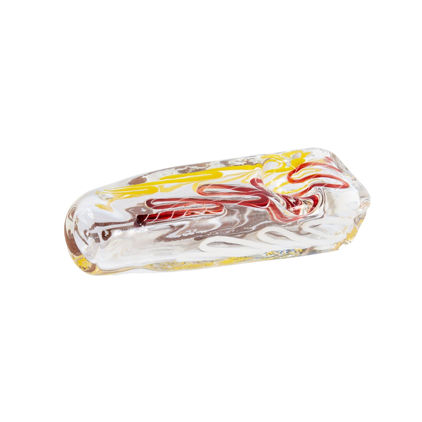 4-inch handy striped steam roller made of hand blown borosilicate glass and attractive dual-colored swirls