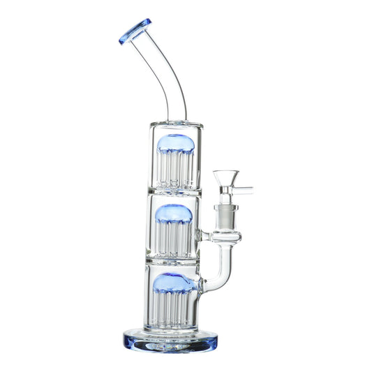 Triple Barrel Bong - 15in Blue