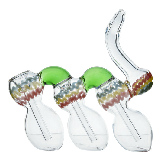 Triple Chamber Rasta Bubbler - 6in Green