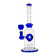Blue 10-inch glass bong smoking device with 360-degree disk percolator in elegant twisting design