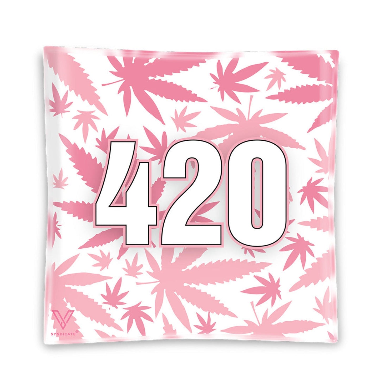 V Syndicate 420 Pink Square Glass Ashtray - 4.5in