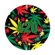 V Syndicate 420 Rasta Round Metal Ashtray - 5in