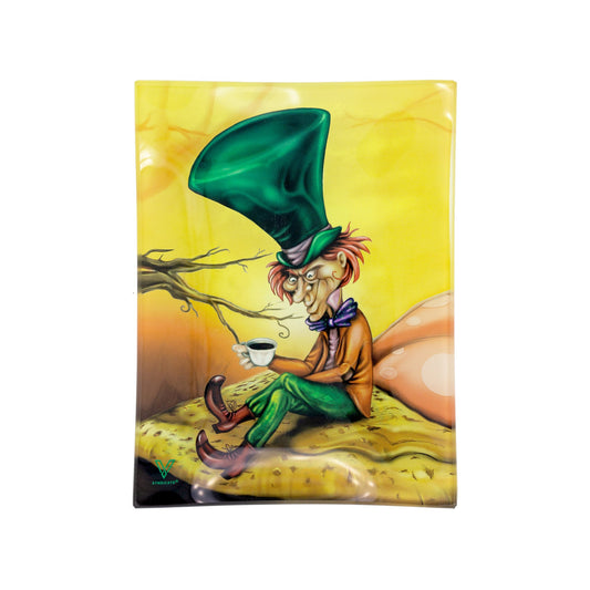 V Syndicate Mad Hatter Shatter Resistant Glass Rolling Tray - 6.5in