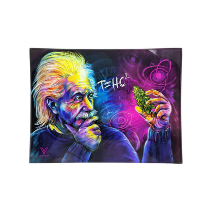 V Syndicate T=HC2 Einstein Shatter Resistant Glass Rolling Tray 6.5 Inches